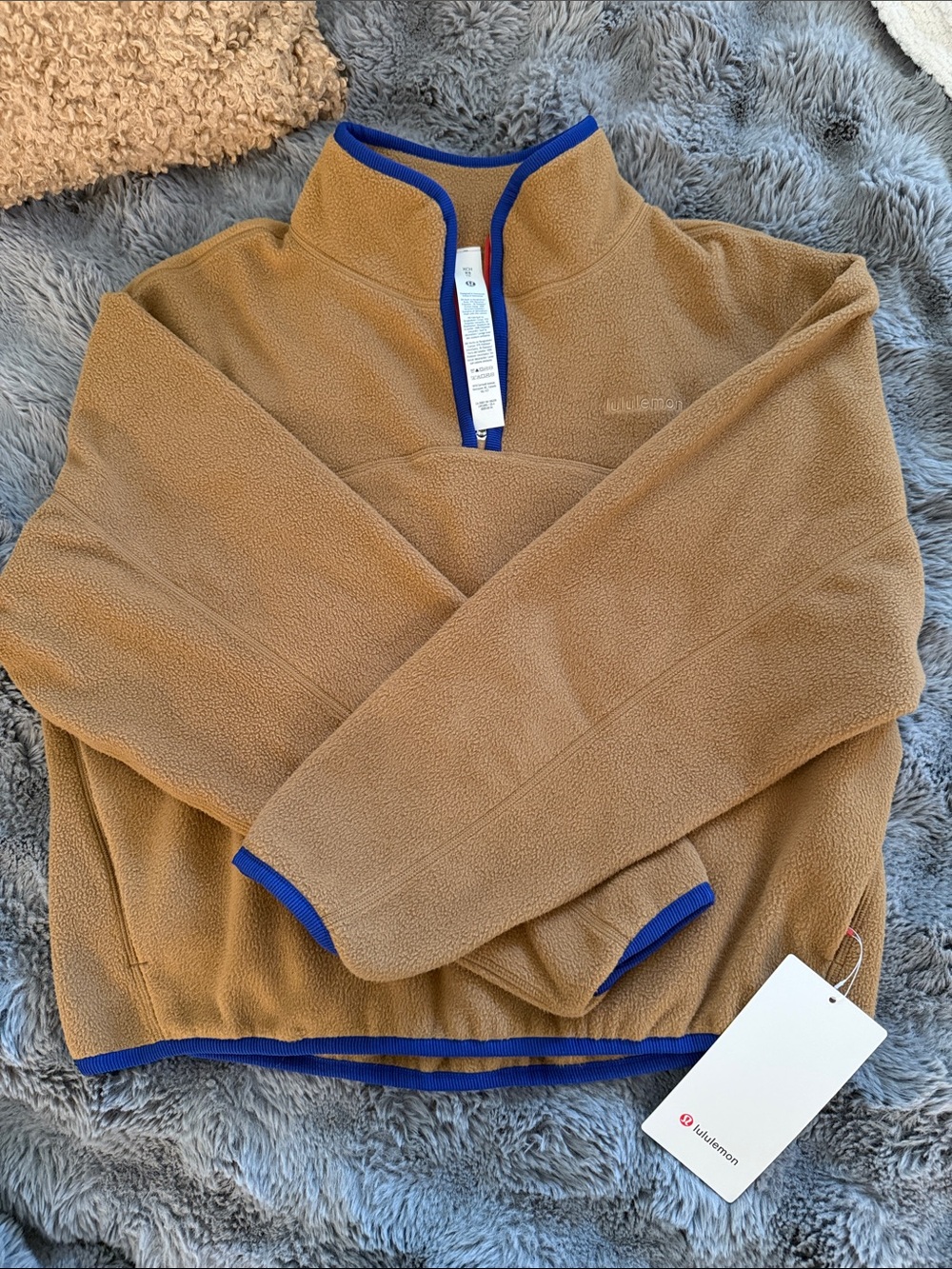 lululemon Tumbled Fleece Quarter-Zip Pullover with Blue Trim